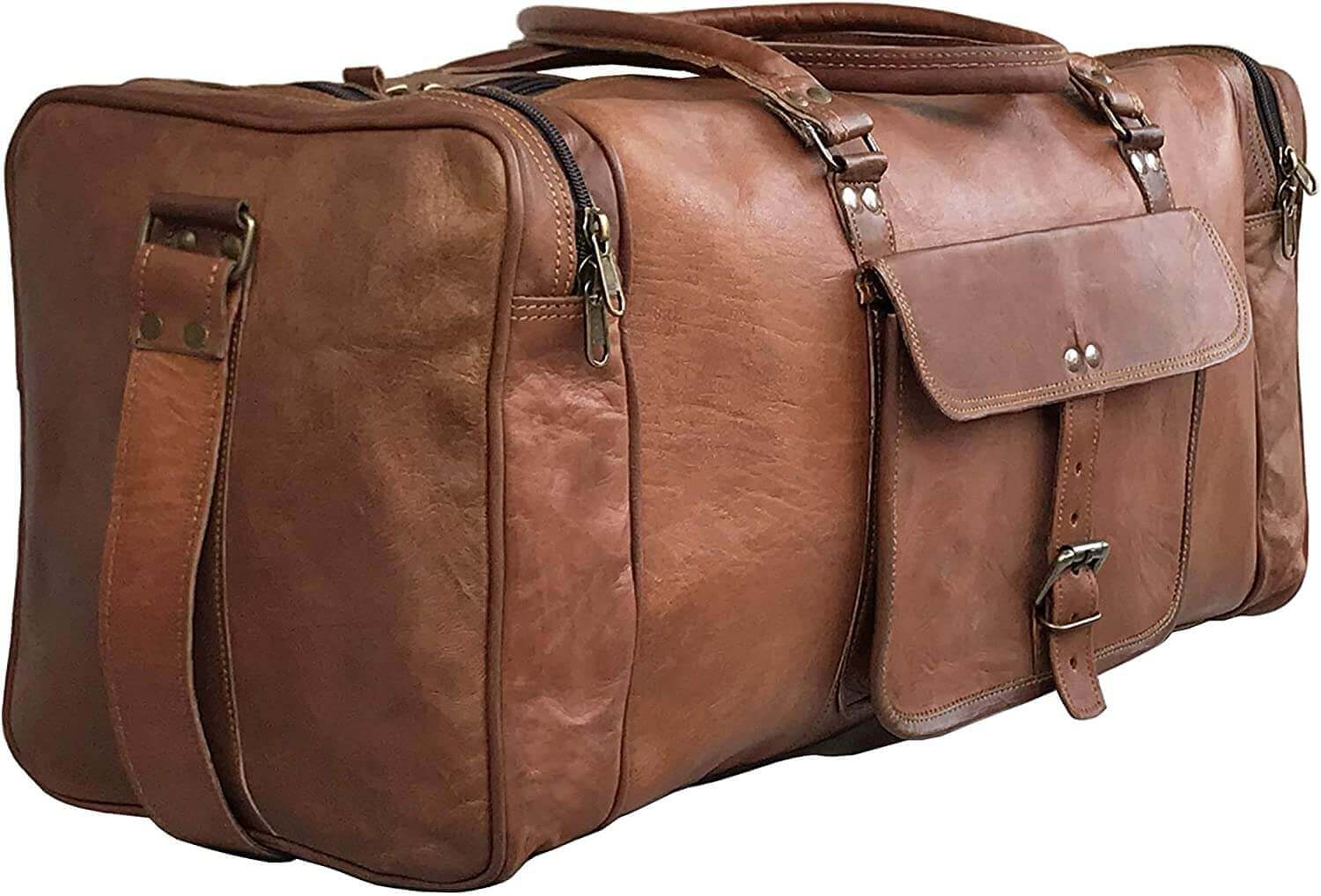 24 Inch Genuine Leather Duffel