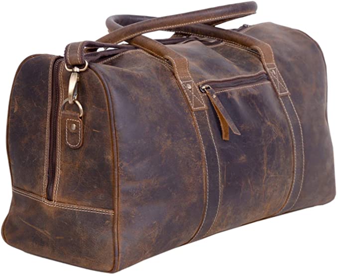 Komalc Leather Travel Duffel Bags For Men And Women
