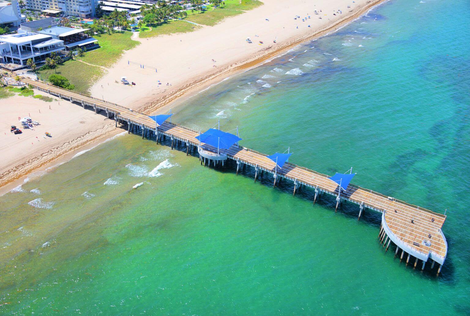 Pompano beach pier aerial view