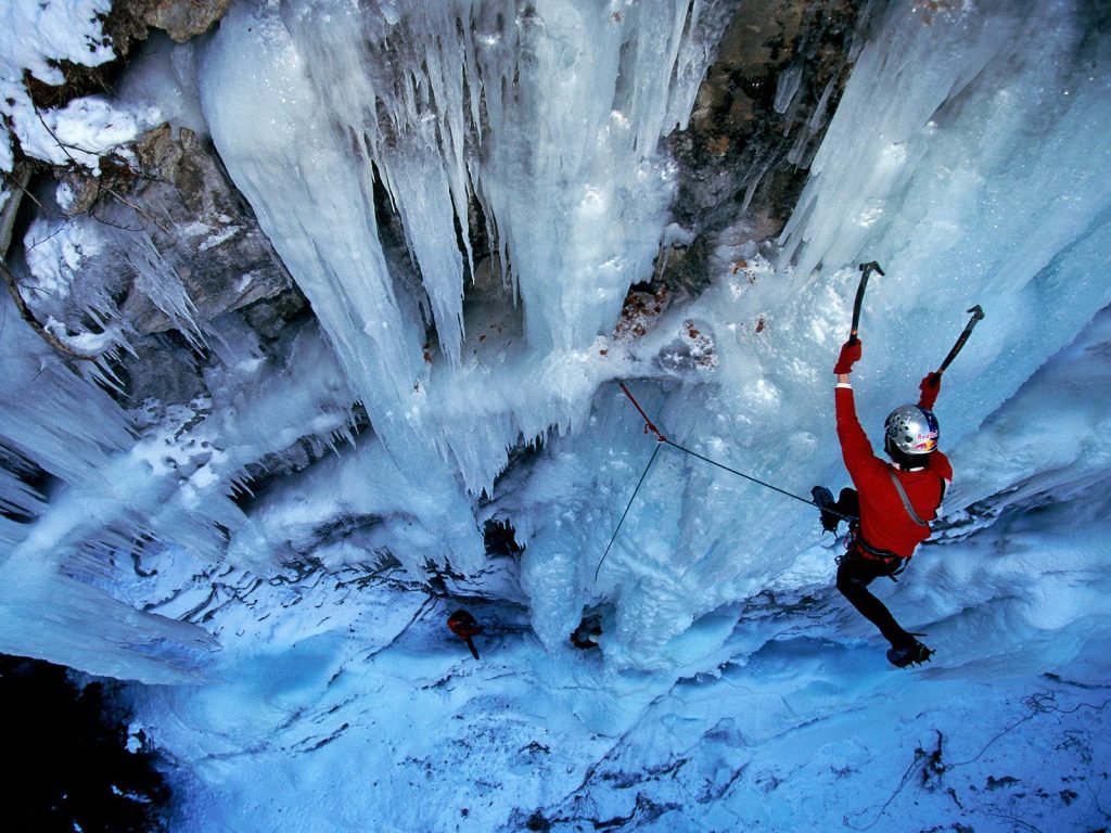  Ice Climbing on the Frozen Waterfalls of Sottoguda